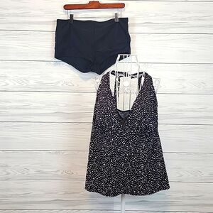 Swim 365 polka-dot tankini swim top plus Catalina bottoms Women's Size 20W